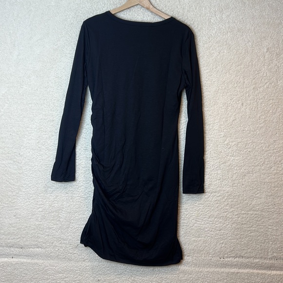 NWT Womens Black Lined Long Sleeve Ruched Side Crew Neck Dress SIZE XL - Picture 3 of 3